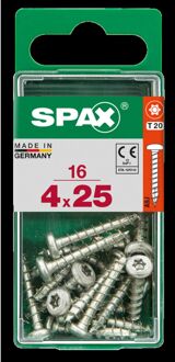 Spax Universele Schroef Staal Ronde Kop Torx T20 - 4x25mm - 16 Stuks