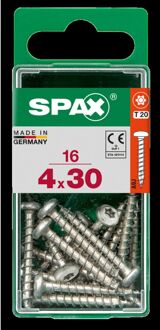 Spax Universele Schroef Staal Ronde Kop Torx T20 - 4x30mm - 16 Stuks