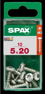 Spax Universele Schroef Staal Ronde Kop Torx T20 - 5x20mm - 10 Stuks