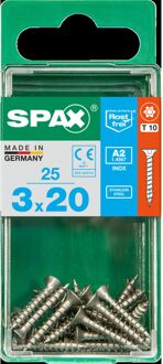 Spax Universele Schroef T-star Rvs Verzonken Kop Torx T10 - 3x20mm - 25 Stuks