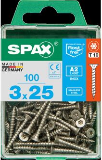 Spax Universele Schroef T-star Rvs Verzonken Kop Torx T10 - 3x25mm - 100 Stuks
