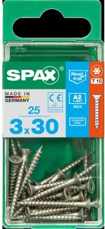 Spax Universele Schroef T-star Rvs Verzonken Kop Torx T10 - 3x30mm - 25 Stuks
