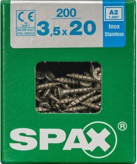 Spax Universele Schroef T-star Rvs Verzonken Kop Torx T15 - 3,5x20mm - 200 Stuks