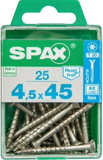 Spax Universele Schroef T-star Rvs Verzonken Kop Torx T20 - 4,5x45mm - 25 Stuks