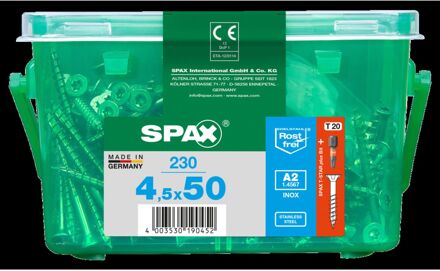 Spax Universele Schroef T-star Rvs Verzonken Kop Torx T20 - 4,5x50mm - 230 Stuks