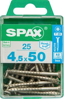 Spax Universele Schroef T-star Rvs Verzonken Kop Torx T20 - 4,5x50mm - 25 Stuks