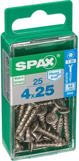 Spax Universele Schroef T-star Rvs Verzonken Kop Torx T20 - 4x25mm - 25 Stuks