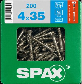 Spax Universele Schroef T-star Rvs Verzonken Kop Torx T20 - 4x35mm - 200 Stuks