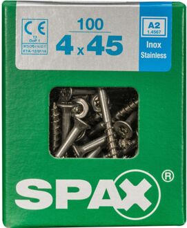 Spax Universele Schroef T-star Rvs Verzonken Kop Torx T20 - 4x45mm - 100 Stuks