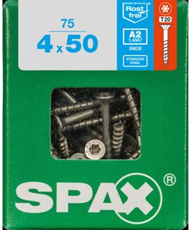 Spax Universele Schroef T-star Rvs Verzonken Kop Torx T20 - 4x50mm - 75 Stuks
