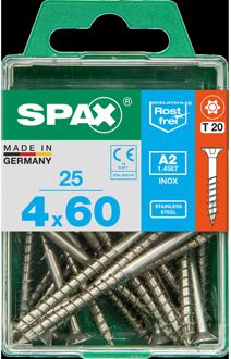 Spax Universele Schroef T-star Rvs Verzonken Kop Torx T20 - 4x60mm - 25 Stuks