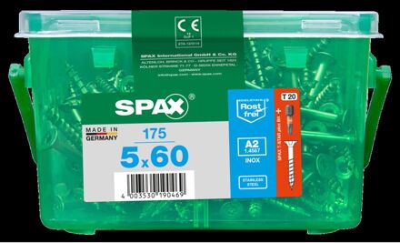 Spax Universele Schroef T-star Rvs Verzonken Kop Torx T20 - 5x60mm - 175 Stuks