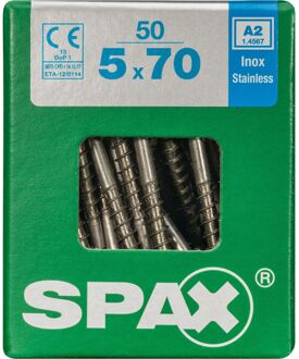 Spax Universele Schroef T-star Rvs Verzonken Kop Torx T20 - 5x70mm - 50 Stuks