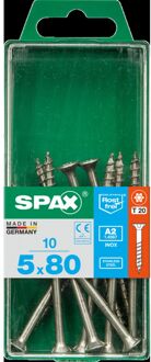Spax Universele Schroef T-star Rvs Verzonken Kop Torx T20 - 5x80mm - 10 Stuks