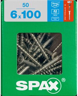 Spax Universele Schroef T-star Rvs Verzonken Kop Torx T30 - 6x100mm - 50 Stuks