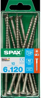 Spax Universele Schroef T-star Rvs Verzonken Kop Torx T30 - 6x120mm - 10 Stuks
