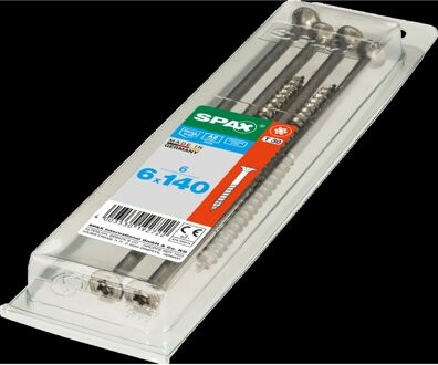 Spax Universele Schroef T-star Rvs Verzonken Kop Torx T30 - 6x140mm - 6 Stuks