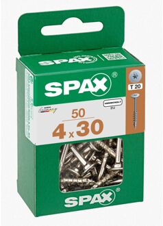 Spax Universele Schroef T-star Vernikkeld Discuskop Torx T20 - 4x30mm - 50 Stuks