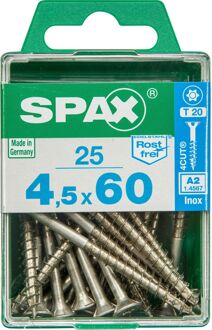 Spax Universele Schroef T-star Verzonken Kop Torx T20 - 4,5x60mm - 25 Stuks