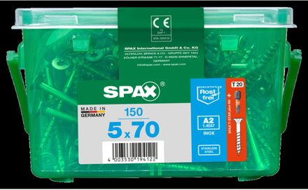 Spax Universele Schroef T-star Verzonken Kop Torx T20 - 5x70mm - 150 Stuks + Bit
