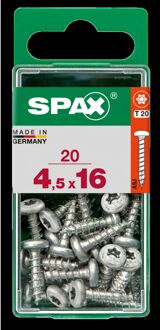 Spax Universele Schroef T-star Wirox Ronde Kop Torx T20 - 4,5x16mm - 20 Stuks