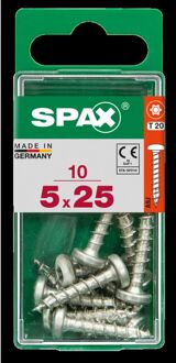 Spax Universele Schroef T-star Wirox Ronde Kop Torx T20 - 5x25mm - 10 Stuks
