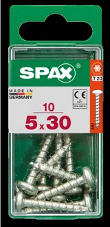 Spax Universele Schroef T-star Wirox Ronde Kop Torx T20 - 5x30mm - 10 Stuks