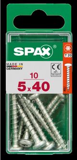 Spax Universele Schroef T-star Wirox Ronde Kop Torx T20 - 5x40mm - 10 Stuks