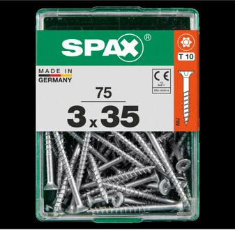 Spax Universele Schroef T-star Wirox Verzonken Kop Torx T10 - 3x35mm - 75 Stuks
