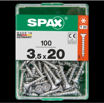 Spax Universele Schroef T-star Wirox Verzonken Kop Torx T20 - 3,5x20mm - 100 Stuks
