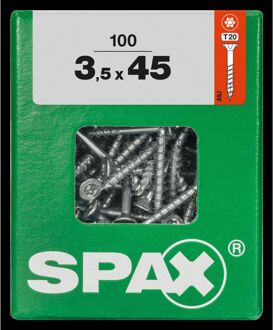 Spax Universele Schroef T-star Wirox Verzonken Kop Torx T20 - 3,5x45mm - 100 Stuks