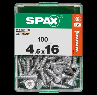 Spax Universele Schroef T-star Wirox Verzonken Kop Torx T20 - 4,5x16mm - 100 Stuks