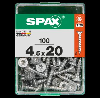 Spax Universele Schroef T-star Wirox Verzonken Kop Torx T20 - 4,5x20mm - 100 Stuks