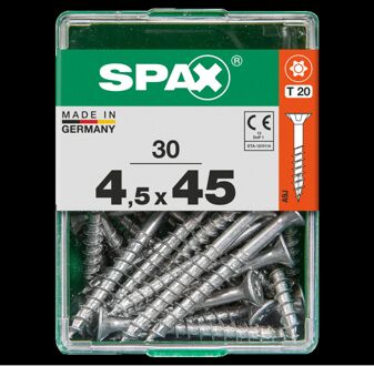 Spax Universele Schroef T-star Wirox Verzonken Kop Torx T20 - 4,5x45mm - 30 Stuks