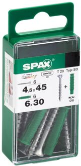 Spax Universele Schroef T-star Wirox Verzonken Kop Torx T20 - 4,5x45mm - 6 Stuks