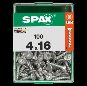 Spax Universele Schroef T-star Wirox Verzonken Kop Torx T20 - 4x16mm - 100 Stuks