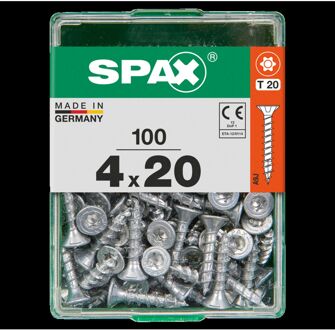 Spax Universele Schroef T-star Wirox Verzonken Kop Torx T20 - 4x20mm - 100 Stuks