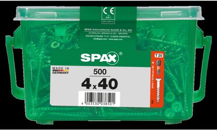 Spax Universele Schroef T-star Wirox Verzonken Kop Torx T20 - 4x40mm - 500 Stuks + Bit