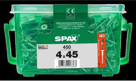 Spax Universele Schroef T-star Wirox Verzonken Kop Torx T20 - 4x45mm - 450 Stuks + Bit