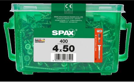 Spax Universele Schroef T-star Wirox Verzonken Kop Torx T20 - 4x50mm - 400 Stuks + Bit