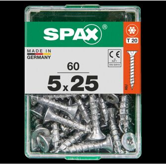 Spax Universele Schroef T-star Wirox Verzonken Kop Torx T20 - 5x25mm - 60 Stuks