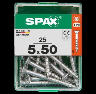 Spax Universele Schroef T-star Wirox Verzonken Kop Torx T20 - 5x50mm - 25 Stuks