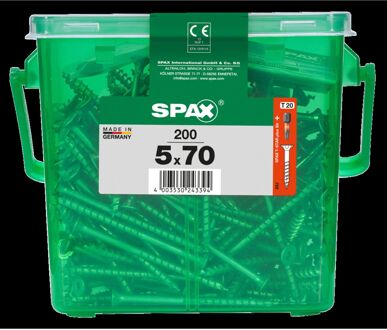 Spax Universele Schroef T-star Wirox Verzonken Kop Torx T20 - 5x70mm - 200 Stuks + Bit