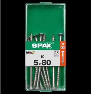 Spax Universele Schroef T-star Wirox Verzonken Kop Torx T20 - 5x80mm - 10 Stuks