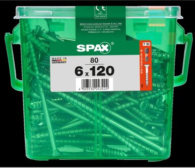 Spax Universele Schroef T-star Wirox Verzonken Kop Torx T30 - 6x120mm - 80 Stuks + Bit