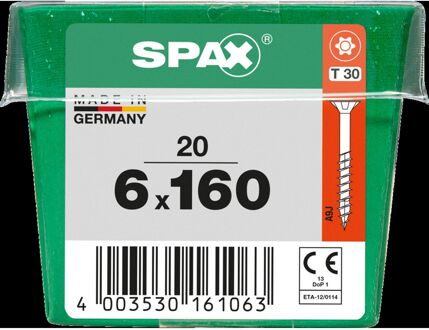 Spax Universele Schroef T-star Wirox Verzonken Kop Torx T30 - 6x160mm - 20 Stuks