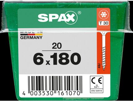 Spax Universele Schroef T-star Wirox Verzonken Kop Torx T30 - 6x180mm - 20 Stuks