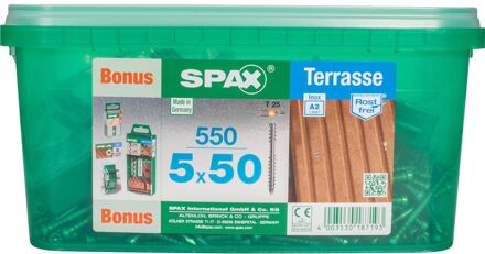 Spax Vlonderschroef T-star Plus Rvs A2 Cilinderkop Torx T25 - 5x50mm - 550 Stuks