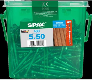 Spax Vlonderschroef T-star Rvs A2 Cilinderkop Torx T25 - 5x50mm - 400 Stuks + Bit
