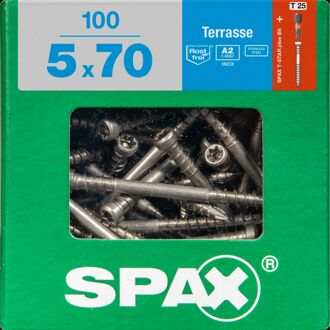 Spax Vlonderschroef T-star Rvs A2 Cilinderkop Torx T25 - 5x70mm - 100 Stuks + Bit